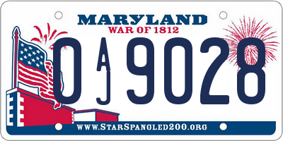 MD license plate 0AJ9028