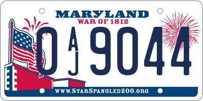MD license plate 0AJ9044