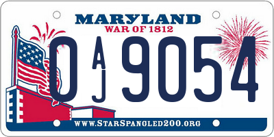 MD license plate 0AJ9054