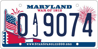 MD license plate 0AJ9074