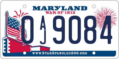 MD license plate 0AJ9084