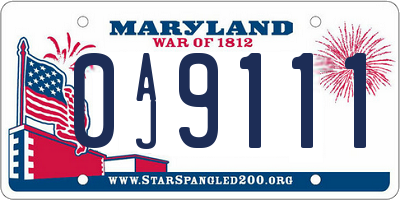 MD license plate 0AJ9111