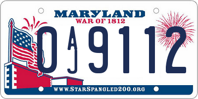 MD license plate 0AJ9112