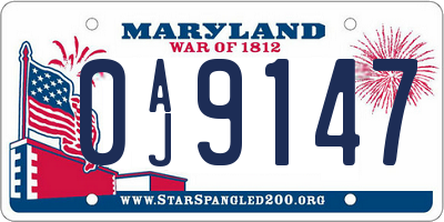 MD license plate 0AJ9147