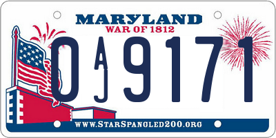MD license plate 0AJ9171