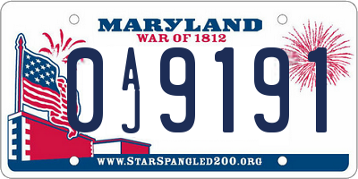 MD license plate 0AJ9191