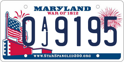 MD license plate 0AJ9195