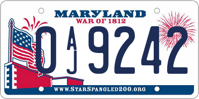 MD license plate 0AJ9242