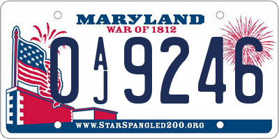 MD license plate 0AJ9246