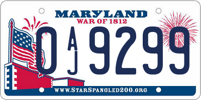 MD license plate 0AJ9299