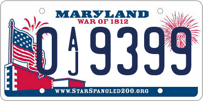 MD license plate 0AJ9399