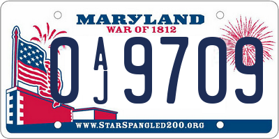MD license plate 0AJ9709