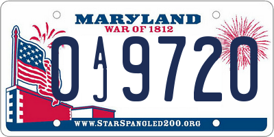 MD license plate 0AJ9720