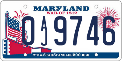 MD license plate 0AJ9746