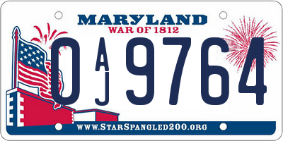 MD license plate 0AJ9764