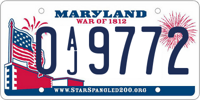 MD license plate 0AJ9772
