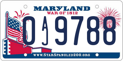MD license plate 0AJ9788