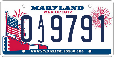 MD license plate 0AJ9791