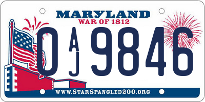 MD license plate 0AJ9846