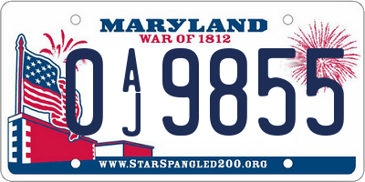 MD license plate 0AJ9855