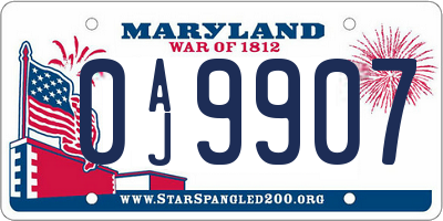 MD license plate 0AJ9907