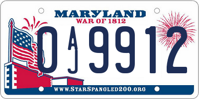 MD license plate 0AJ9912