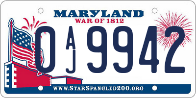 MD license plate 0AJ9942
