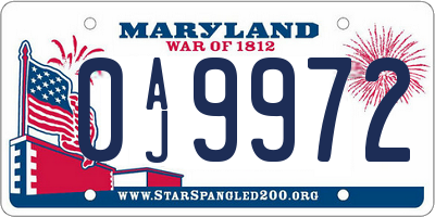 MD license plate 0AJ9972