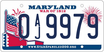 MD license plate 0AJ9979