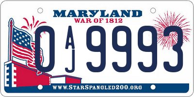 MD license plate 0AJ9993