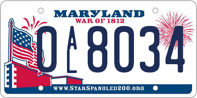 MD license plate 0AL8034