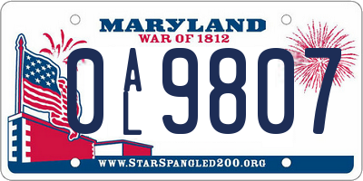 MD license plate 0AL9807