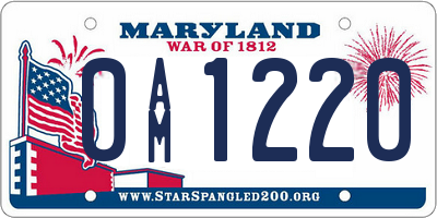MD license plate 0AM1220