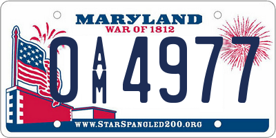 MD license plate 0AM4977
