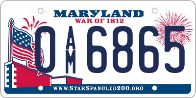 MD license plate 0AM6865