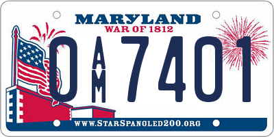 MD license plate 0AM7401