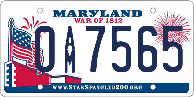 MD license plate 0AM7565