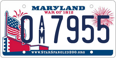 MD license plate 0AM7955