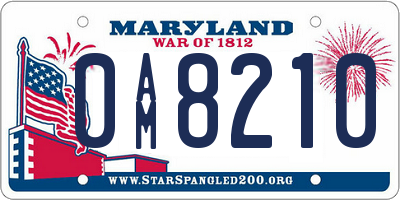 MD license plate 0AM8210