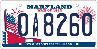 MD license plate 0AM8260