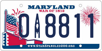 MD license plate 0AM8811