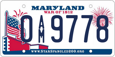 MD license plate 0AM9778