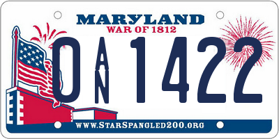 MD license plate 0AN1422