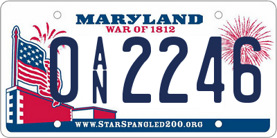 MD license plate 0AN2246