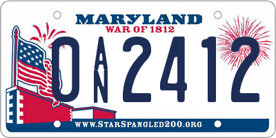 MD license plate 0AN2412