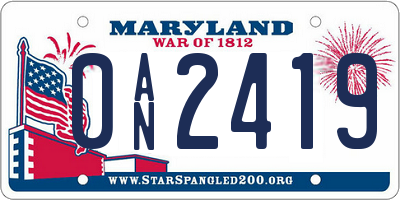 MD license plate 0AN2419