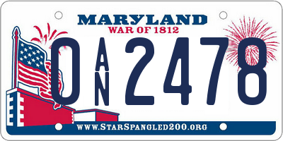 MD license plate 0AN2478