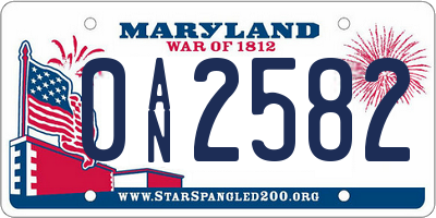 MD license plate 0AN2582