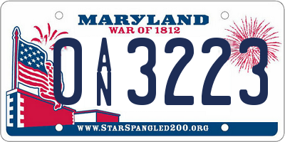 MD license plate 0AN3223
