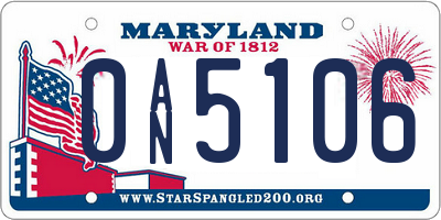 MD license plate 0AN5106